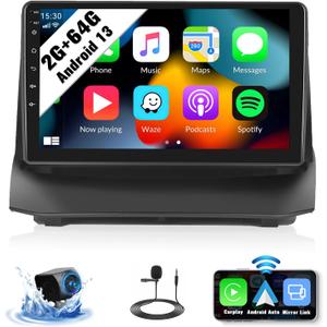 SIXWIN Android Car Stereo for Ford Fiesta 2009-2014 with Wireless CarPlay Android Auto Mirror Link 2G+64G 9 Inch Touchscreen Bluetooth GPS Navigation WiFi FM Backup Camera MIC