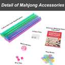 American Mahjong Game Set, 166 White Tiles, 4 All-in-One Color Rack/Pushers, Complete Mahjong Set with Pink Printed Carrying Bag