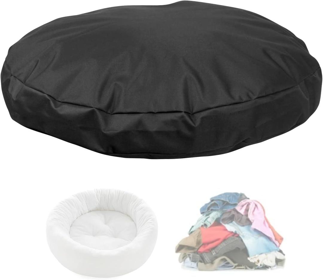 Round Dog Bed Replacement Cover 36D  4H Inches Washable Black Thickened Waterproof Oxford Fabric with Handle and Zipper Reusable Dog Bed Liner for Small to Medium 25-35 Lbs Puppy