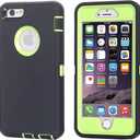 iPhone 6 Case, iPhone 6S Case [HEAVY DUTY] AICase Built-in Screen Protector Tough 3 in 1 Rugged Shorkproof Cover for Apple iPhone 6/6S (Black/Green)