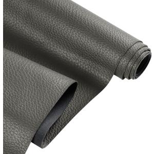 Faux Leather Fabric, 55" W Ultra-Soft Touch PU Lychee Pattern Vinyl Upholstery Fabric by The Yard, 1.15mm Thick 350GSM Synthetic Leather for Crafting, DIY Projects, Furniture & Bags, Grey 1 Yard
