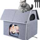 MIU Color Outdoor Cat House, Large Weatherproof Cat Houses for Outdoor/Indoor Cats, Insulated Feral Cat Shelter with Removable Soft Mat, Easy to Assemble, 17.1" x 15" x 16.6" inch