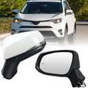 Left Driver Side Mirror Compatible with Toyota RAV4 2019 2020 2021 2022 2023 2024 Power Heated Turn Signal Blind Spot Door Rear View Mirrors 8 Pins White