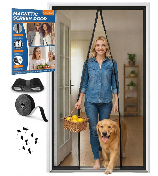 Premium Magnetic Screen Door, Heavy-Duty Reinforced Mesh, Ultra-Dense Weave, Smooth Auto-Close, Pets & Kids  Hands-Free, No-Gap Seal (Screen 34"x82")