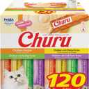 INABA Churu Cat Treats, Lickable, Squeezable Creamy Pure with Vitamin E, 0.5 Ounces per Tube, 120 Tubes Total, Chicken Variety (EXP 02/10/28)