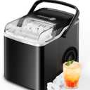 Silonn Countertop Ice Maker, 9 Cubes Ready in 6 Mins, 26lbs in 24Hrs, Portable Ice Machine with Self-Cleaning, 2 Sizes of Bullet Ice for Home/Kitchen/Party/RV, Black