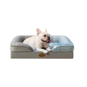 Tailwaggz Cooling Pet Bed for Medium Dogs and Cats, Waterproof Orthopedic Dog Sofa Bed, Supportive Foam Pet Couch Bed with Washable Removable Cover, Waterproof Lining and Nonskid Bottom(Medium, Grey)