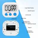 LinkDm 6 Pack Small Digital Kitchen Timer Magnetic Back and ON/Off Switch,Minute Second Count Up Countdown, White