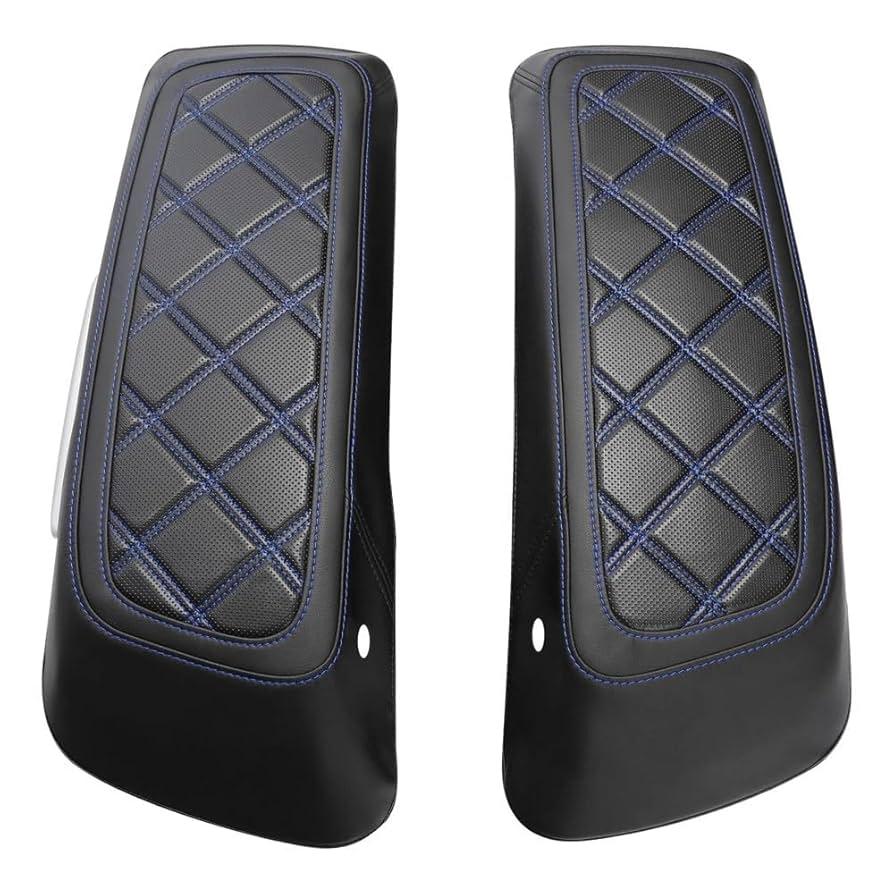 TDZ 2014-2023 Hard Saddlebag Lid Bra/Covers fits for Harley Davidson Touring Road Glide FLTRX Electra Glide FLHT Road King FLHR Street Glide FLHX and Tri Glide (Blue stitching)