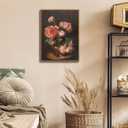 WALLZK Vintage Framed Wall Art Peony Wall Decor Pink Floral Canvas Prints Cottagecore Decor Rustic Farmhouse Pictures Artwork for Walls Living Room Bedroom Bathroom 16"x24", 16"x24" Natural