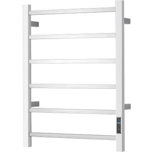 Electric Heated Towel Warmer - Wall Mounted Bathroom Towel Rack, Plug-in Design & Stainless Steel Brushed with Timer & Temperature Control 6 Bar