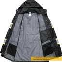 JKSafety Hi-Vis Reflective Safety Rain Jacket for Men Women Waterproof Rain Gears for Farming Fishing Work HV Rain Jacket with Inner Mesh Lining and Pockets (117A-Black XL)