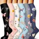 COOLOVER Compression Socks for Women and Men - Best for Circulation, Running, Athletic, Recover, Nurse, Travel (Large-X-Large, 01 Black/Pink/White/Blue/Gray/Navy)