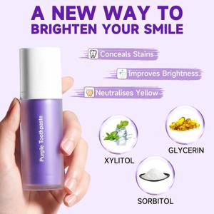 Purple Toothpaste for Teeth Whitening, Purple Toothpaste, Tooth Stain Removal - 0.95 Fl Oz (Pack of 1)