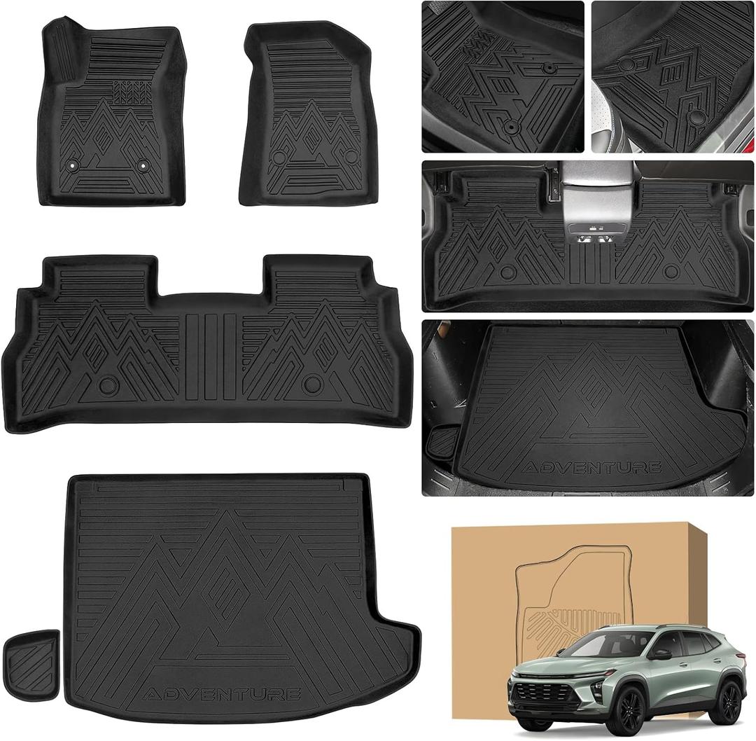 Peleus Floor Mats & Trunk Mat for 2024 2025 Chevy Trax All Weather TPE Protection Floor Liners Full Set with Cargo Liner for 2024 2025 Chevy Trax Accessories