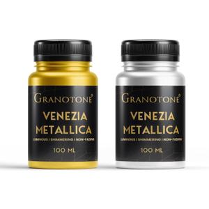 GRANOTONE Acrylic Venezia Metallic Colour, Non-Fading & Shimmering Metallic Acrylic Paint with Rich Pigments | Non-Toxic Metallic Colours Ideal for Kids, Artist & Beginners | Pack Of 2 (100 ml gold +