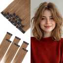 SLEEKALON 6pcs 6 Clips in Short Hair Extensions Human Hair Mini Clip ins Hair Extension Clip on Hair Pieces for Add Volume and Highlights Straight Remy Hairpiece 31g-10 Inch#6 Light Brown