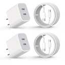 Fast Charger for iPhone 16,2Pack PD USB C iPhone Charger Dual USB C Port Charger Block with 10 Foot Long USBC to C Charger Cable Cord. Compatible with iPhone 16/16 Pro/15 Pro Max,iPad Pro/Air/Mini