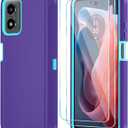 Qinmay Phone Case for Motorola Moto G Play 2024 4G Case with HD Screen Protector, Heavy Duty Shockproof & Dropproof 3-Layer Cover Phone Case for Moto G Play 2024 (PurpleSkyBlue)
