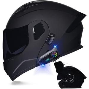 Motorcycle Bluetooth Modular Helmet DOT Approved Dual Visor Full Face Flip up Integrated Motorcycle Helmets Double Visor Helmet Built-in Dual Speaker Microphone Waterproof Adults Men Women I, M=(57-58CM)