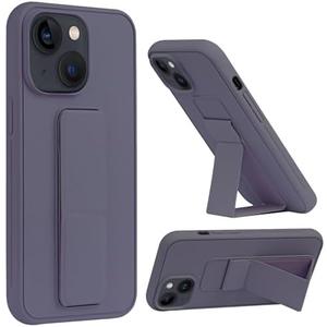 Varikke Compatible with iPhone 15 Case with Stand, Magnetic Vertical & Horizontal Kickstand Hand Strap Protective Phone Case, Candy Color Cute Thin Slim Hybrid Silicone Cover 6.1 Inch, Dark Purple