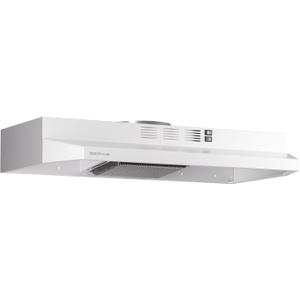 30 inch Stainless Steel Under Cabinet Range Hood, Slim Kitchen Vent Hood Ducted/Ductless Convertible with 2 Speed Exhaust Fan, 3-Layer Aluminum Filters,LED Lights,White