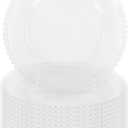 12 Pack Clear Acrylic Round Charger Plates With Beaded Rim, 13 Inch Plastic Decorative Plate for Table Setting, Wedding, Party, Event