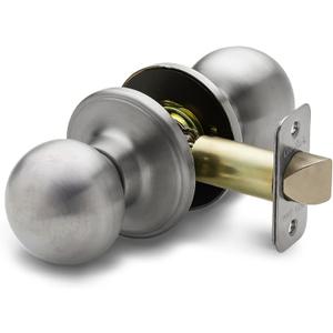 Copper Creek Passage Interior Door Knob  ANSI Grade-3 Certified, Modern Heavy Duty Handle, Easy Install and Reversible for Bedroom, Bathroom & Closets  Satin Stainless (1 Pack)