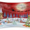 Red Christmas Landscape Satin Pillowcase for Hair and Skin, Snowman Xmas Tree Smooth Silk Pillow Covers for Sleeping Breathable Satin Pillow Case with Zipper (20"x30", Queen Size)