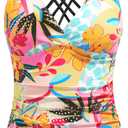 Tankini Tops for Women - Tummy Control V Neck Bathing Suit Top Only No Bottom (X-Large, Colorful Floral)