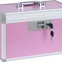 xydstay 14" Medicine Lock Box, First Aid Safe Medication Storage Box,Aluminum Daily Medicine Cabinet,Key Medication Locking Storage Box for Family Use,14" x 7.9" x 8.7", Pink