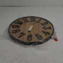 Large Wall Clock 24IN, Silent Metal Wood Style Wall Clocks Battery Operated for Living Room Decor, Farmhouse Big Wall Clock, Outdoor