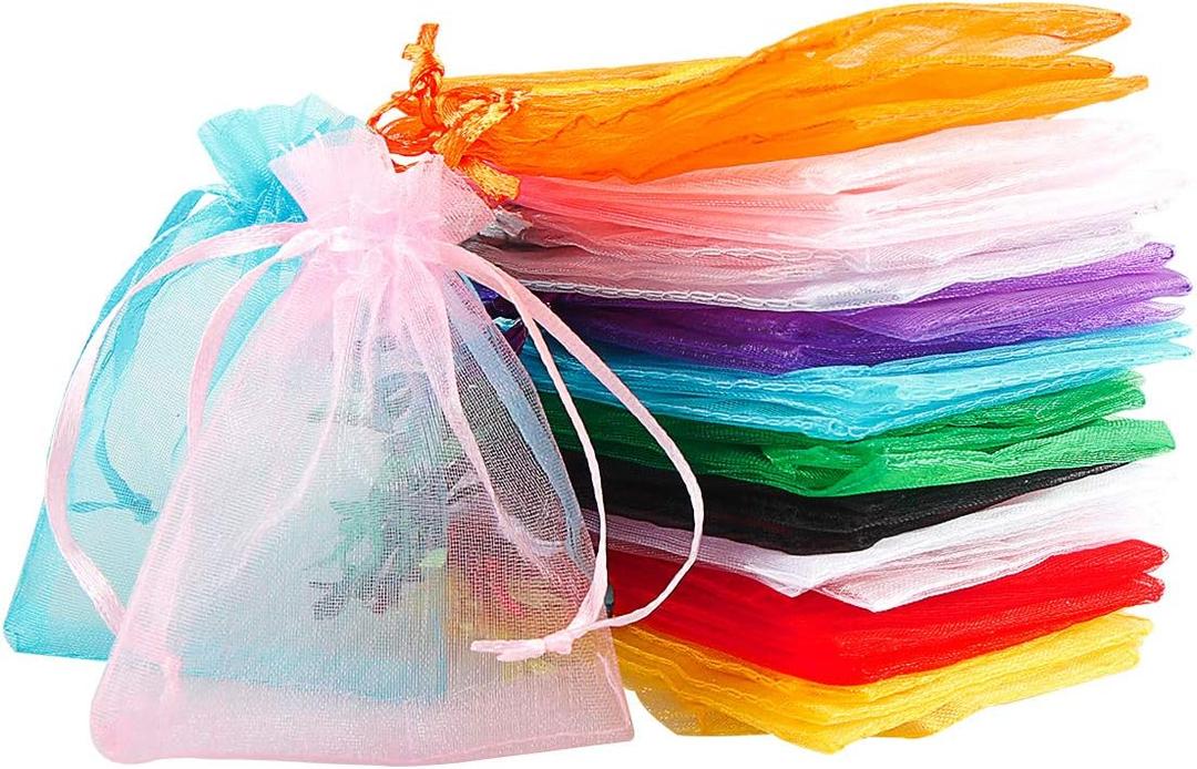 Meowoo 100PCS Organza Bags, 3x4in Small Mesh Bags Drawstring for Jewelry, Candy, Christmas, Sachets, Festivals, Bathroom Soaps, Makeup Organza, Wrapping Supplies(mixedcolor)