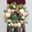 Fall Wreaths for Front Door Outside 24inch Large Autumn Wreath with Pink Pumpkins, Rose,Babysbreath,Eucalyptus& Leaves for Fall Door Wreath and Outdoor Wreaths Indoor Thanksgiving Decorations