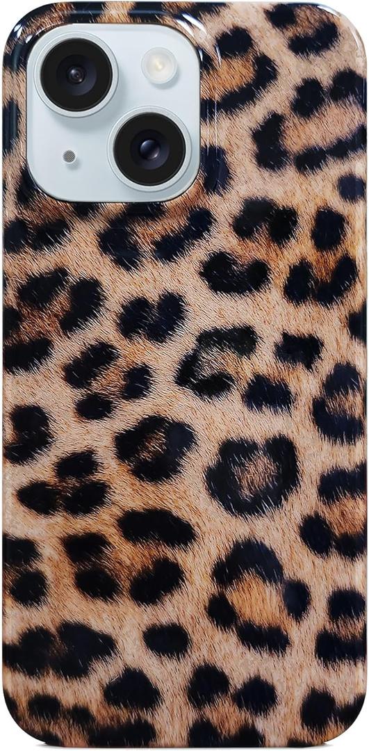 J.west Compatible with iPhone 15 Case, Phone Case iPhone 15, Soft Glossy Vintage Leopard Print Animal Design Shockproof Women Girl Protective Case Phone Cover for iPhone 15 6.1" Classic Cheetah