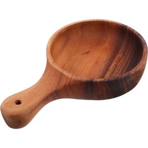 Angoily Wooden Noodle Bowl with Handle Multi-Functional Salad Mixing Bowl for Soup Fruits Cereal and Snacks Compact 1.77 Inch Size for Kitchen and Dining Use