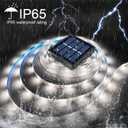 Solar LED Strip Lights Outdoor Waterproof Solar Powered Rope Light 19.6FT 180 LED 6000K White Cuttable Tape Lighting for Outside, Pool, Stair, Sign (Upgraded Version)