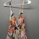 Remelon Womens Sexy Spaghetti Strap Deep V Neck Floral Boho Criss Cross Backless Chiffon Beach Party Long Maxi Dress (Small, Yellow)