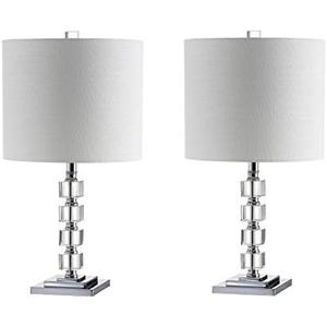JONATHAN Y JYL5040A-SET2 Set of 2 Table Lamps Barnard 22" LED Crystal/Metal Table Lamp Glam Contemporary Bedside Desk Nightstand Lamp for Bedroom Living Room Office College Bookcase, Clear/Chrome