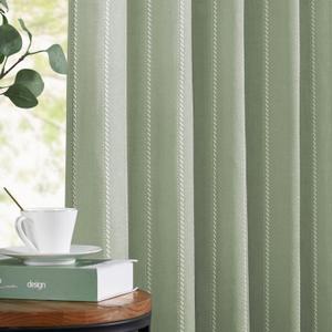 jinchan Striped Linen Blend Curtains 96 Inches Long for Living Room Blue Stripe Semi Sheer Light Filtering Modern Farmhouse Coastal Drapes for Bedroom Curtain Set 2 Panels (50"W x 96"L (Pack of 2))