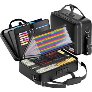 Tamfile Fireproof Document Box with Lock, Hard Case Fireproof Water Resistant File Organizer with 24 Colorful Pockets, Fire Safe Box for Important Documents, Valuables, Laptop, Passports (Black)