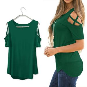Women's Green T-Shirt Shape Blouse Ladies Color Blouse L
