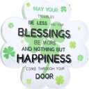 2 Pack St Patricks Day Gifts Acrylic St Patricks Day Decor for Table Office Desk Shelf Mantle Good Luck Four-leaf Clover Gifts for Home Office Desk Decorations