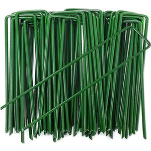 6 Inch Garden Stakes Galvanized Landscape Staples, U-Type Turf Staples for Artificial Grass, Rust Proof Sod Pins Stakes for Securing Fences Weed Barrier, Outdoor Wires Cords Tents Tarps (50 Pcs)