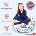 Creative QT Easy Clean Beanbag Cover - Large, Green/White Striped - Beanbag Toy Storage & Stuffed Animal Storage - Giant Bean Bag Chair for Toddlers & Kids