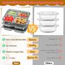 CIEOVO 3 Pieces Stainless Steel Snack Containers with Lids, Balanced Bites Divided Plates 4 Compartments Divided Food Storage Container Portion Control Metal Lunch Tray for School Home Travel