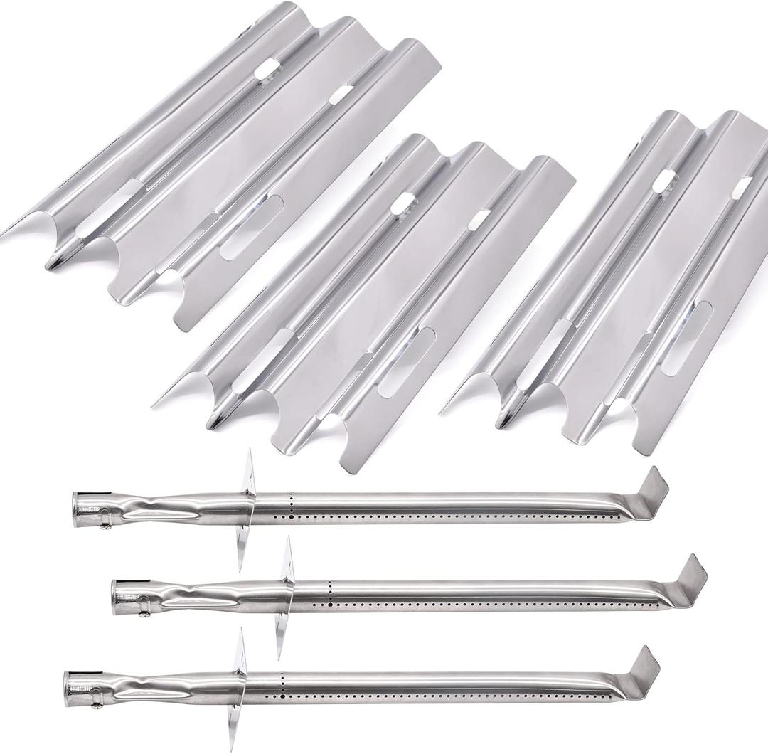 Repair kit for Vermont Castings CF9030 VM400XBP VM450 VM450SSP VM600 CF9055 CF9085 VCS5005, Jenn-Air JA461 JA580 JA461P Grill Parts, Stainless Steel Grill Burner Tube and Heat Plate Tent Shield