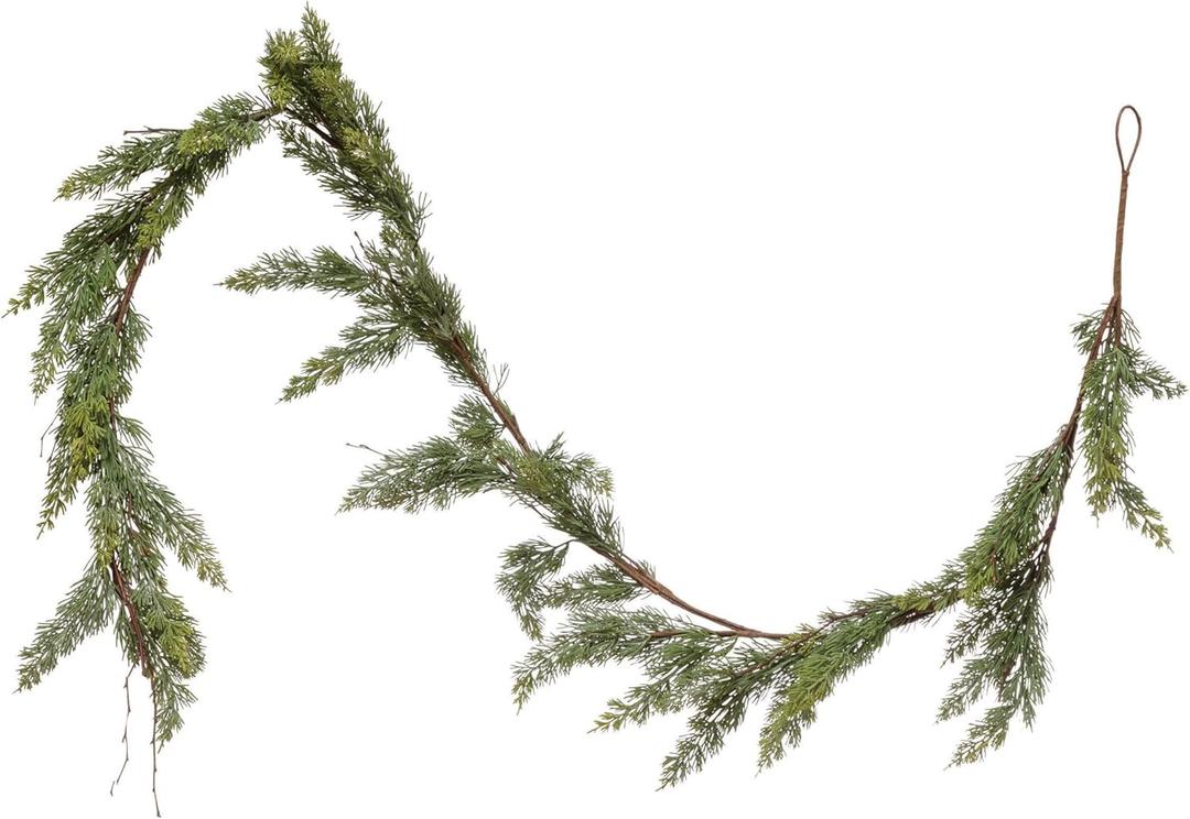 Creative Co-Op 84" L Faux Cedar Garland, Green