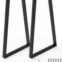 Metal Table Legs 28 Inch - Kitchen Dining Desk Leg Trapezoid Heavy Duty Steel Furniture Replacement Feet for DIY Bench, Stool, Chair, Coffee Tables, End/Side Table (Set of 2, Black) (28 Inch Legs)