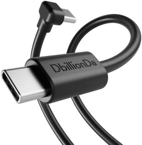 DbillionDa USB C Cable Right Angle, 90° Short Connector Charger (10ft, 60W) USB C to USB C for iPhone 15, Galaxy S23, MacBook Pro 2020, iPad Pro, iPad Air 4, Pixel, Switch –Enhanced Gaming Comfort